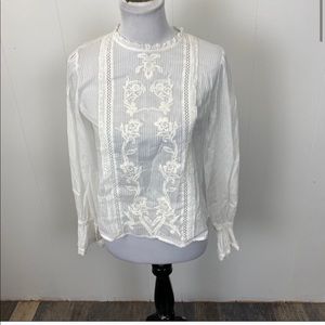 Reformation White Embroidered Top